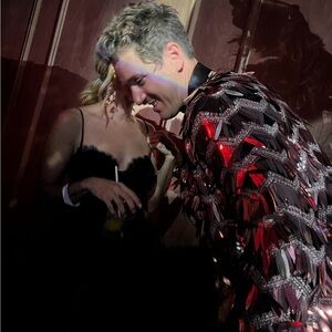 Men’s rose gold sequin suit coat